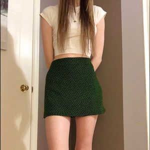 Brand New Zara Green Patterned Mini Skirt
